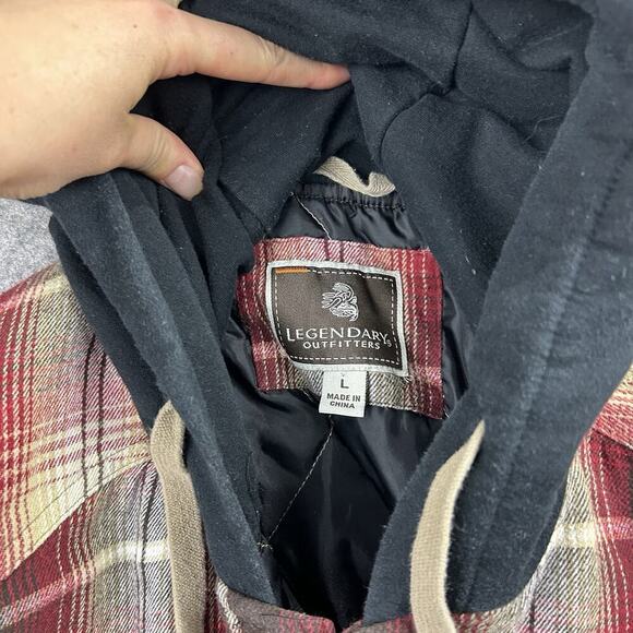 Legendary Outfitters Jacket Mens L Plaid Flannel Hoodie Jacket Shacket Hunting - Picture 9 of 9